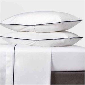 King 600 Thread Count Hotel Sheet Set White/indigo - Threshold Signature